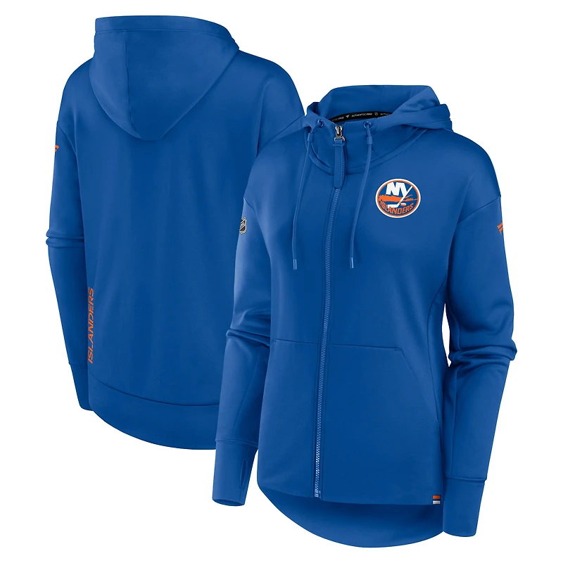 Sweat à capuche entièrement zippé Fanatics Royal New York Islanders Authentic Pro Scuba pour femmes