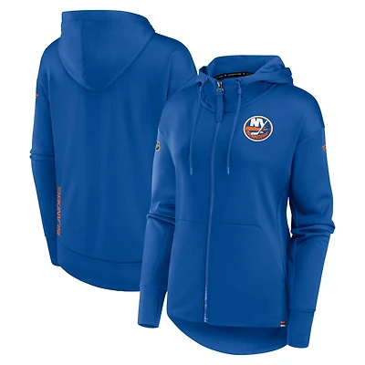 Sweat à capuche entièrement zippé Fanatics Royal New York Islanders Authentic Pro Scuba pour femmes