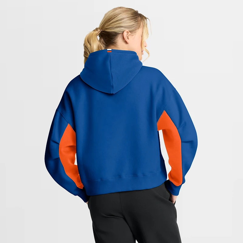 Sweat à capuche boxy carreaux arrière Fanatics Royal New York Islanders pour femmes