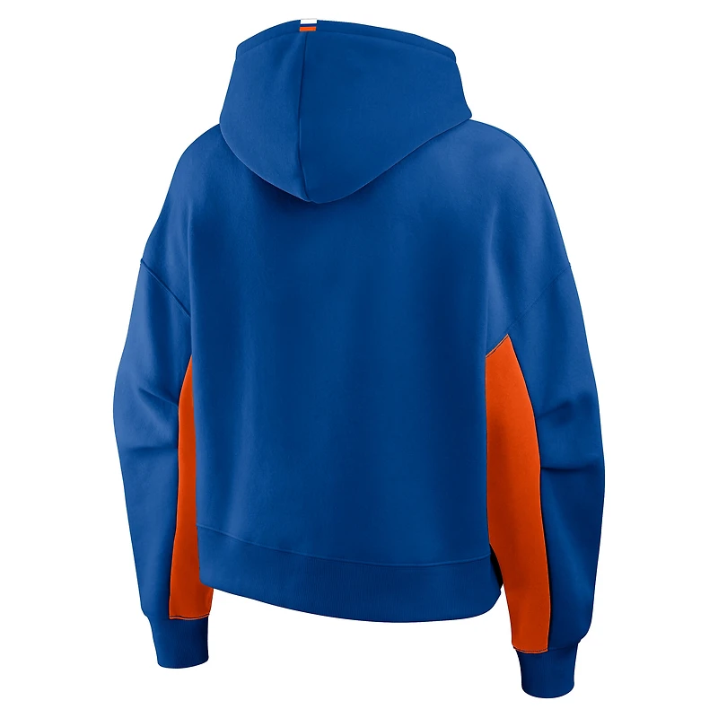 Sweat à capuche boxy carreaux arrière Fanatics Royal New York Islanders pour femmes