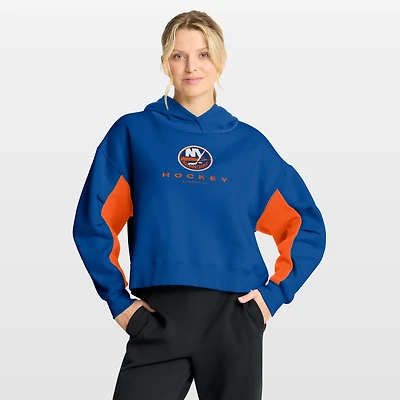 Sweat à capuche boxy carreaux arrière Fanatics Royal New York Islanders pour femmes