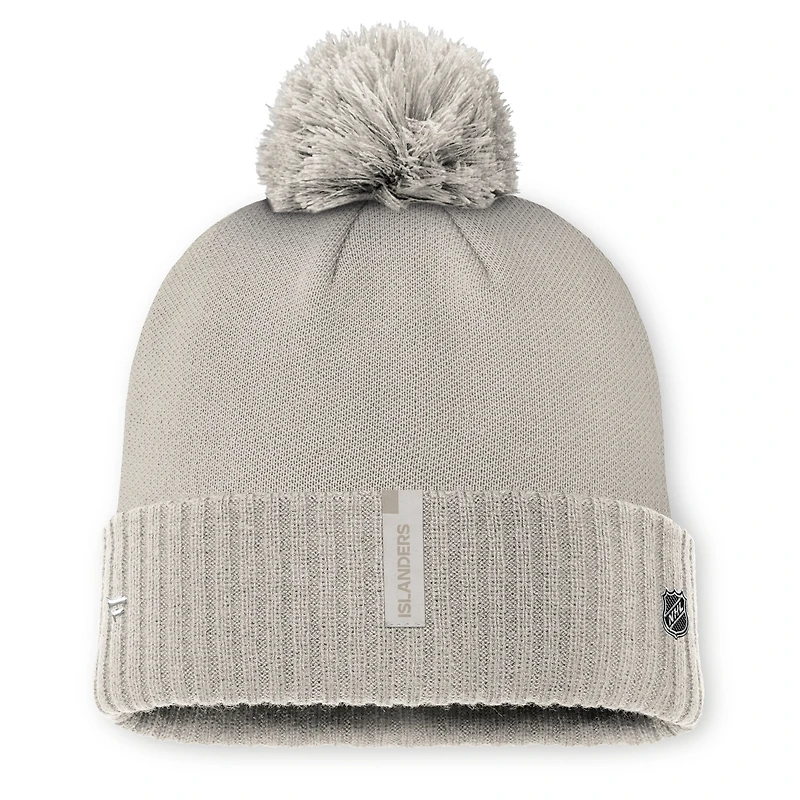 Women's Fanatics Tan New York Islanders Authentic Pro Road Cuffed Knit Hat with Pom