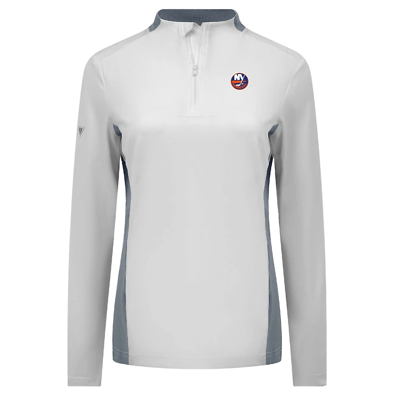 Women's Levelwear White New York Islanders Moxie Insignia Core Quarter-Zip Top