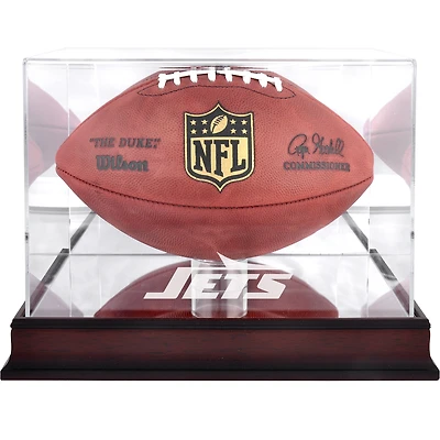  New York Jets Mahogany Team Logo Football Display Case