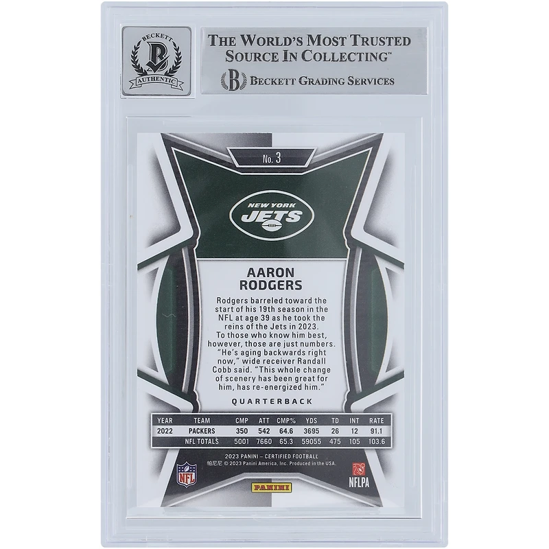 Aaron Rodgers New York Jets Autographed 2023 Panini Certified Mirror Bronze #3 #/275 Beckett Fanatics Witnessed Authenticated 10 Card