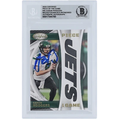 Aaron Rodgers New York Jets Autographed 2023 Panini Certified Piece of the Game Relic #POG-46 Beckett Fanatics Witnessed Authenticated Card