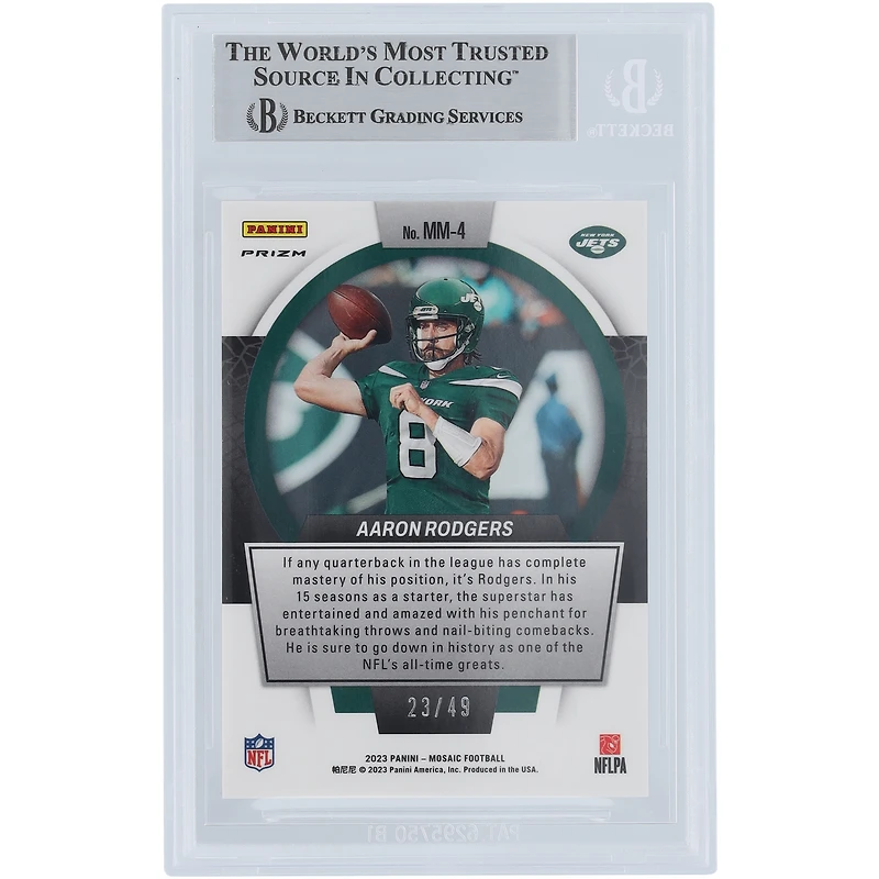Aaron Rodgers New York Jets Autographed 2023 Panini Mosaic Men of Mastery Mosaic #MM-4 #/ Beckett Fanatics Witnessed Authenticated Card