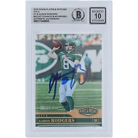 Aaron Rodgers New York Jets Autographed 2023 Panini Plates & Patches Gold #118 #/35 Beckett Fanatics Witnessed Authenticated 10 Card