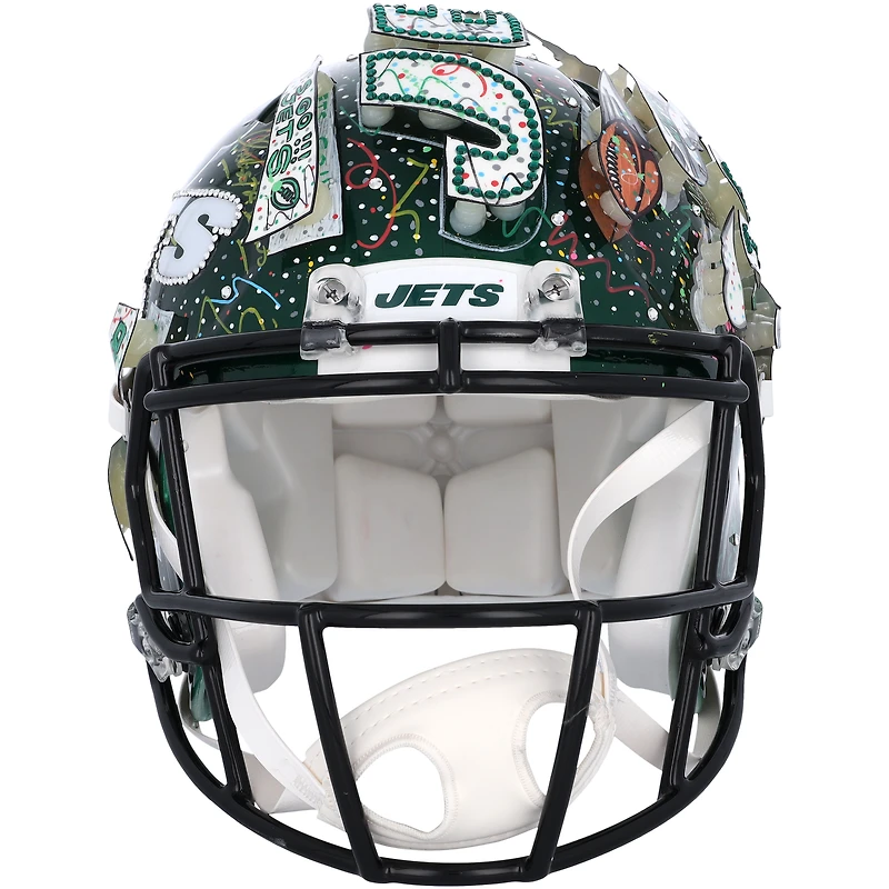 Casque Riddell Speed ​​authentique autographié par Aaron Rodgers des New York Jets - Illustration de Charles Fazzino - XP14012989