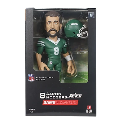Figurine en vinyle GameChanger de 6 pouces de la série 5 des New York Jets d'Aaron Rodgers - Recherchez des variantes de couleurs unies rares