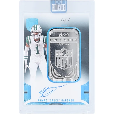 Carte autographiée par Ahmad Gardner des New York Jets, édition 2024 Panini Eminence 1 Troy Oz Platinum Bar Relic #SAB-AGR #1/1