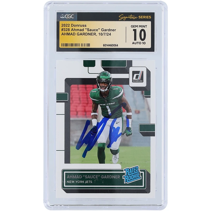 V106832 JET Ahmad Gardner New York Jets Carte Panini Donruss autographiée 2022 #328 CGC Fanatics Witnessed Authenticated 10/10 Rookie 1 Ahmad Sauce Gardner AUT PAA TRADING CARDS 45642 AUTTRC CA01F06838 #37
