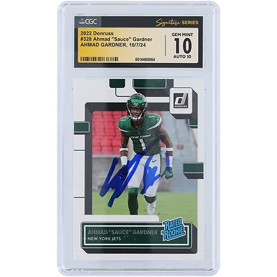 V106832 JET Ahmad Gardner New York Jets Carte Panini Donruss autographiée 2022 #328 CGC Fanatics Witnessed Authenticated 10/10 Rookie 1 Ahmad Sauce Gardner AUT PAA TRADING CARDS 45642 AUTTRC CA01F06838 #37