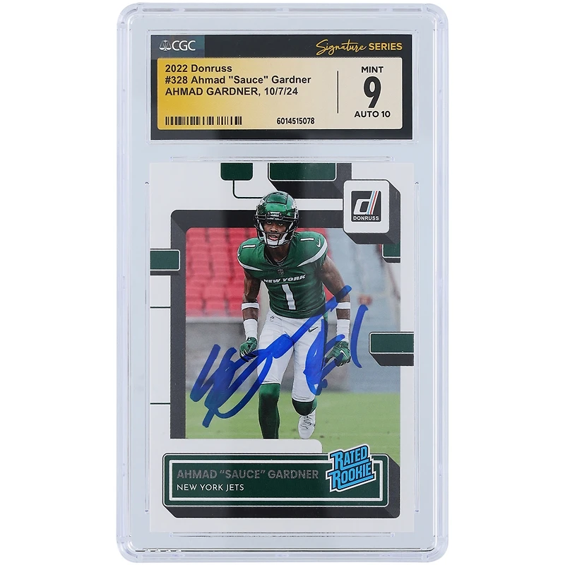 V106832 JET Ahmad Gardner New York Jets Carte Panini Donruss autographiée 2022 #328 CGC Fanatics Authentifiée 9/10 Rookie 1 Ahmad Sauce Gardner AUT PAA TRADING CARDS 45642 AUTTRC CA01F06839 #38