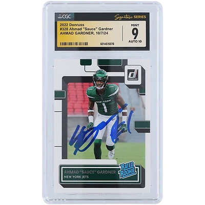 V106832 JET Ahmad Gardner New York Jets Carte Panini Donruss autographiée 2022 #328 CGC Fanatics Authentifiée 9/10 Rookie 1 Ahmad Sauce Gardner AUT PAA TRADING CARDS 45642 AUTTRC CA01F06839 #38