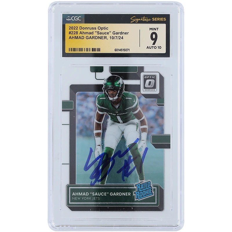 V106832 JET Ahmad Gardner New York Jets Carte autographiée Panini Donruss Optic #228 2022 CGC Fanatics Authentifiée 9/10 Rookie 1 Ahmad Sauce Gardner AUT PAA TRADING CARDS 45642 AUTTRC CA01F06836 #35