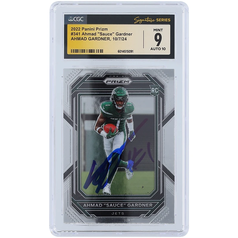 Ahmad Sauce Gardner New York Jets Autographed 2022 Panini Prizm #341 CGC Fanatics Witnessed Authenticated 9/10 Rookie Card