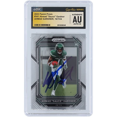 Ahmad Sauce Gardner New York Jets Autographed 2022 Panini Prizm #341 CGC Fanatics Witnessed Authenticated Auto 10 Rookie Card