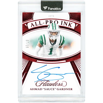 Carte autographiée par Ahmad « Sauce » Gardner des Jets de New York (2024) Panini Flawless Ruby All Pro Ink #API-ASG #7/15