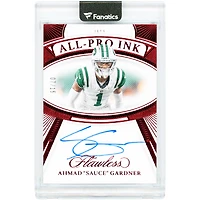 Carte autographiée par Ahmad « Sauce » Gardner des Jets de New York (2024) Panini Flawless Ruby All Pro Ink #API-ASG #7/15