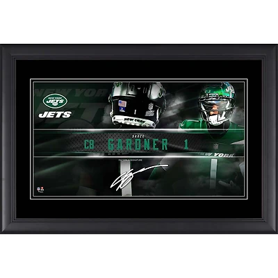 Collage de plaques signalétiques encadrées de 10" x 18" de Ahmad Sauce Gardner, New York Jets