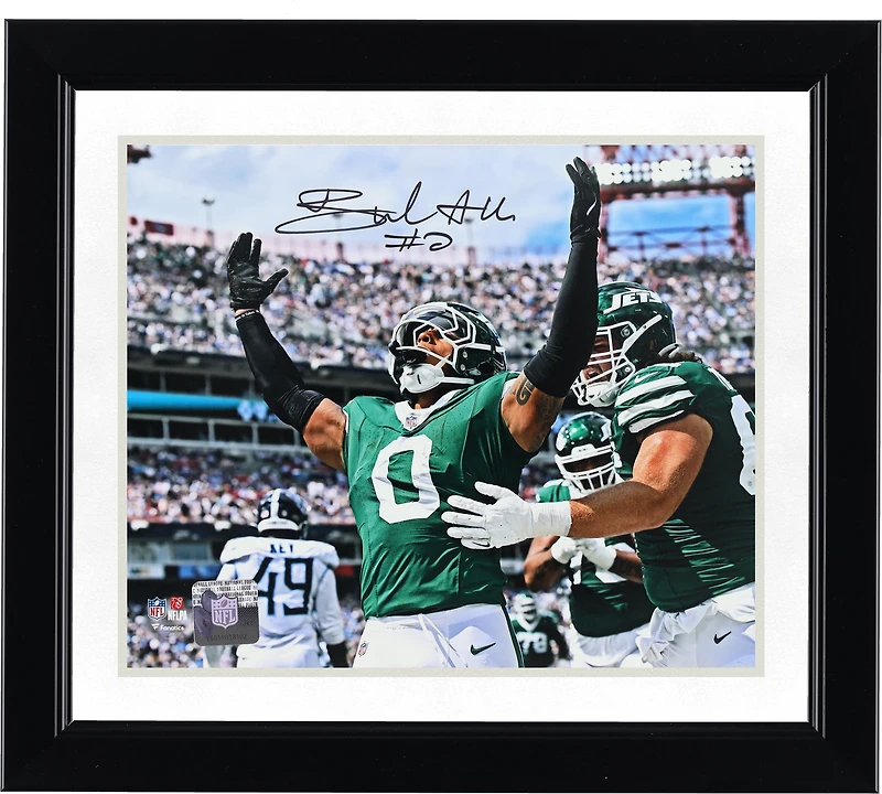 Photographie autographiée de 20,3 x 25,4 cm de Braelon Allen des New York Jets pour célébrer son premier touchdown
