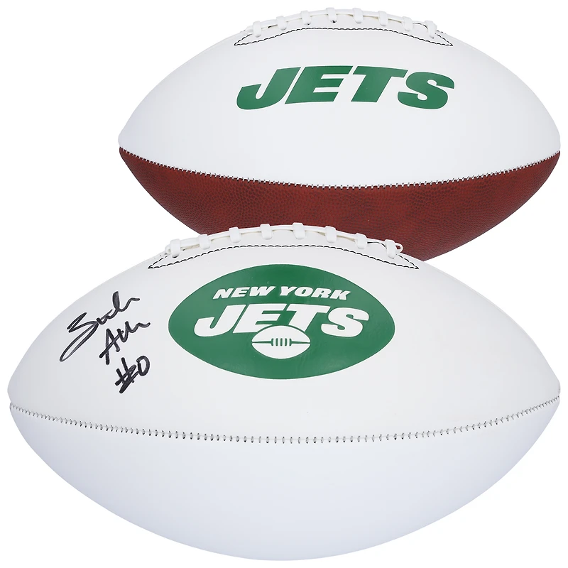 Ballon de football Franklin White Panel autographié par Braelon Allen des New York Jets