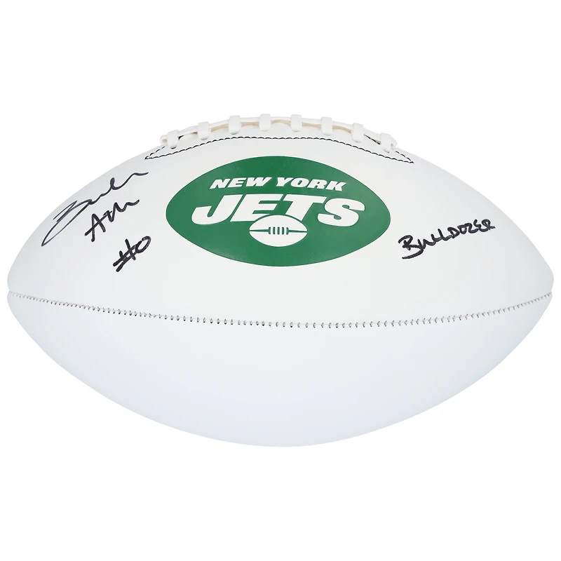 Braelon Allen New York Jets Autographed Franklin White Panel Football with "Bulldozer" Inscription