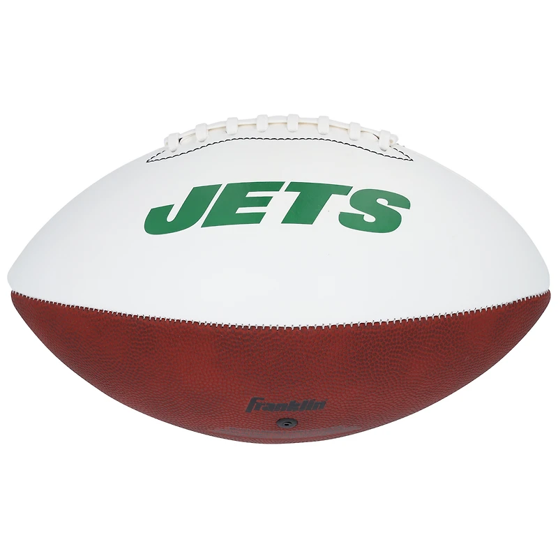 Ballon de football Franklin White Panel autographié par Braelon Allen des New York Jets avec inscription « Bulldozer »