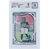 Carte de recrue 9/10 authentifiée 2022 Panini Absolute #114 signée Breece Hall New York Jets par les fanatiques de Beckett