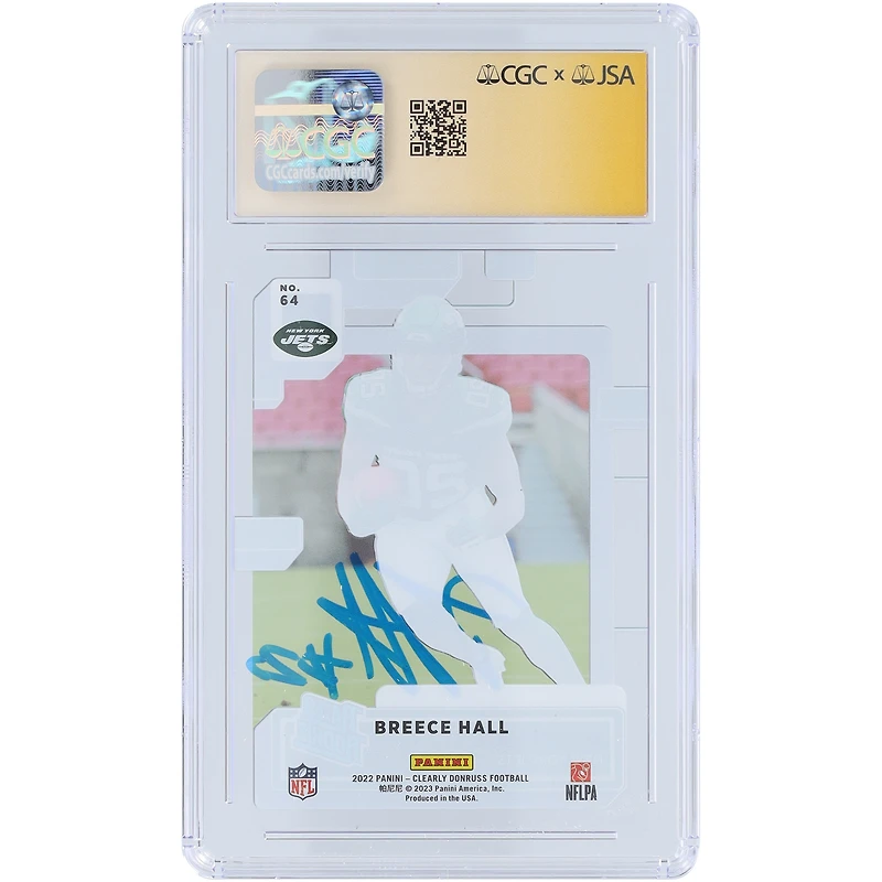 Breece Hall New York Jets Autographed 2022 Panini Clearly Donruss #64 CGC Fanatics Witnessed Authenticated / Rookie Card