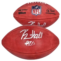Ballon de football américain NFL Duke en couleur, autographié par Breece Hall des New York Jets.
