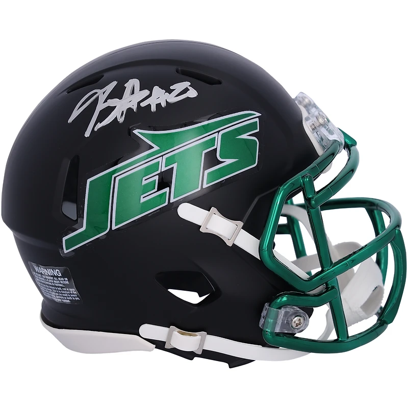 Breece Hall New York Jets Autographed Riddell 2024 Black Alternate Speed Mini Helmet