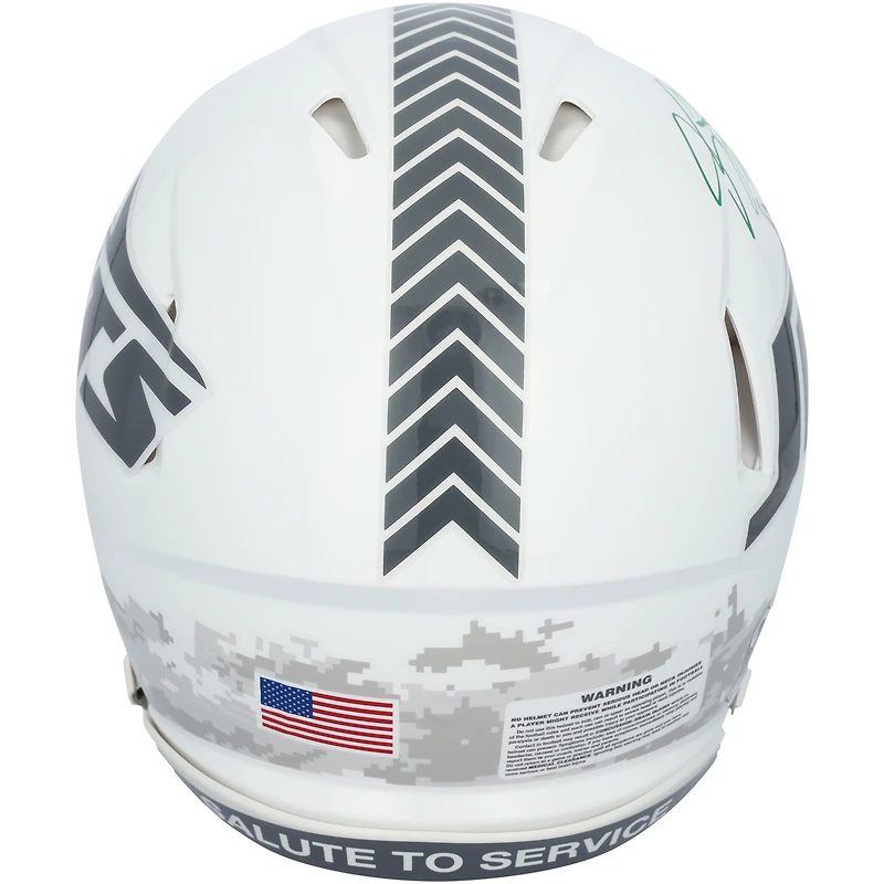 Breece Hall New York Jets Autographed Riddell 2024 Salute To Service Speed Authentic Helmet 