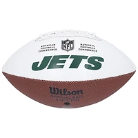 Ballon de football Wilson White Panel autographié par Breece Hall des New York Jets