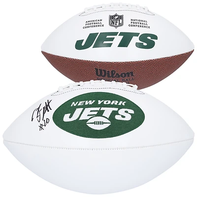 Ballon de football Wilson White Panel autographié par Breece Hall des New York Jets