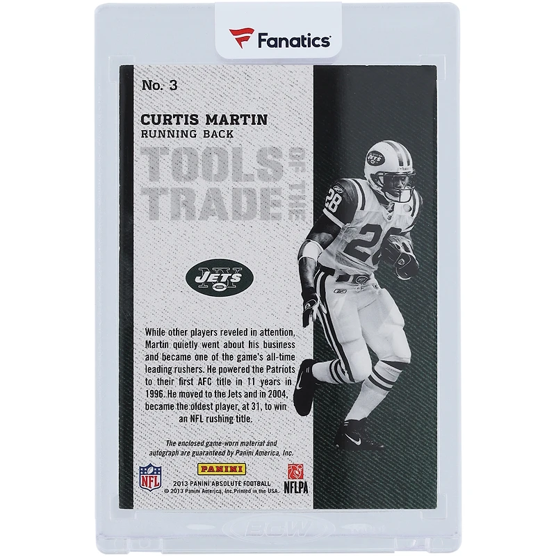 Curtis Martin New York Jets Autographed 2013 Panini Absolute Cleat Relic Black Box #3 #1/1 Card