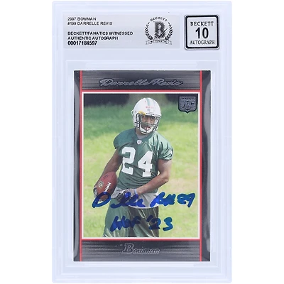 Darrelle Revis New York Jets Autographed 2007 Bowman #199 Beckett Fanatics Witnessed Authenticated 10 Rookie Card with "HOF '23" Inscription