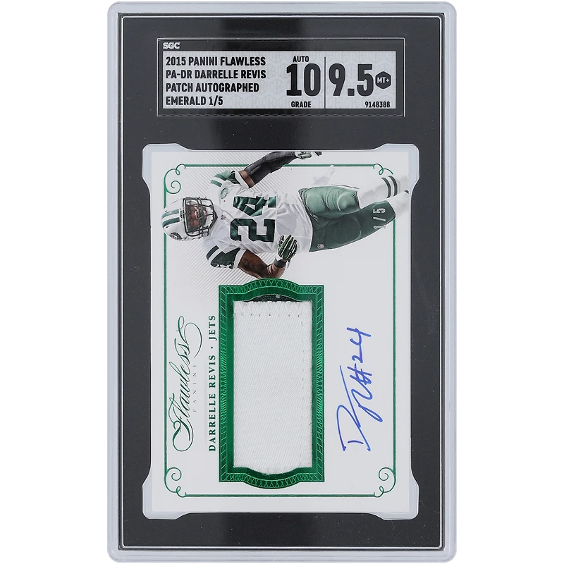 Darrelle Revis New York Jets Autographié 2015 Panini Flawless Emerald Patch Relic Autograph #PA-DR #1/5 SGC Authentifié 9.5/10 Carte