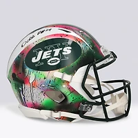 Casque Riddell Speed ​​Authentic rétro 1998-2018 autographié par Darrelle Revis (New York Jets) - Illustration de Shawn Voelker - NF70444441