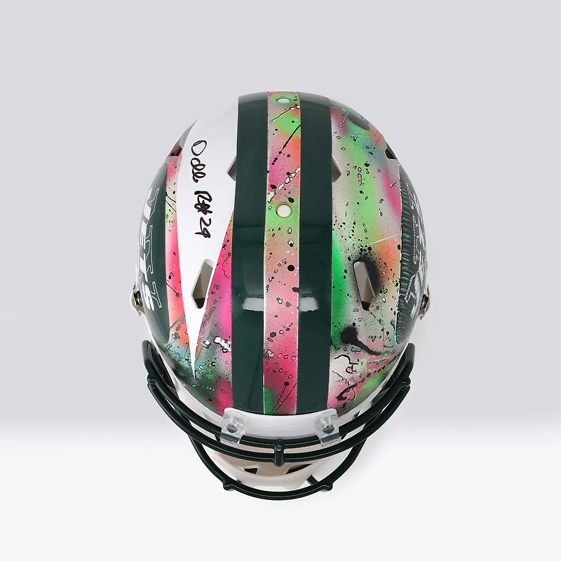 Darrelle Revis New York Jets Autographed Riddell 1998-2018 Throwback Speed Authentic Helmet - Art by Shawn Voelker - NF70444441
