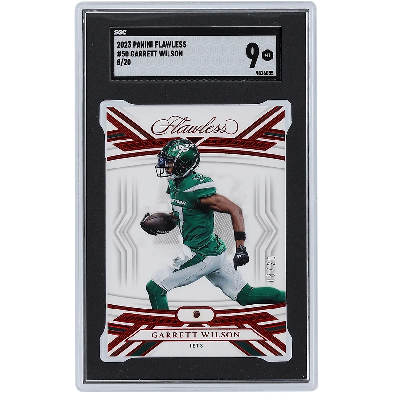 Carte Panini Flawless #50 #8/20 SGC 2023 des Jets de New York de Garrett Wilson authentifiée