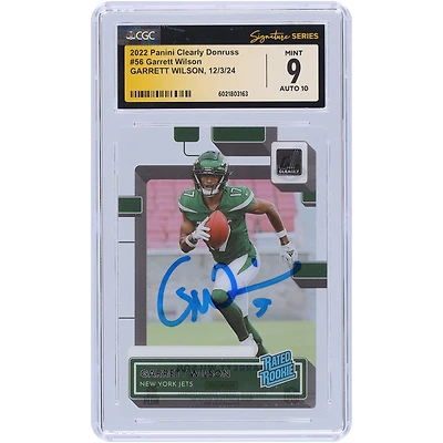Garrett Wilson New York Jets Autographed 2022 Panini Clearly Donruss #56 CGC Fanatics Witnessed Authenticated 9/10 Rookie Card