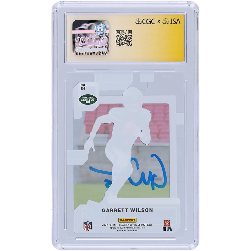 Carte de recrue Panini 2022 autographiée par Garrett Wilson des New York Jets, clairement Donruss #56, CGC Fanatics a été témoin d'une carte authentifiée Auto 10