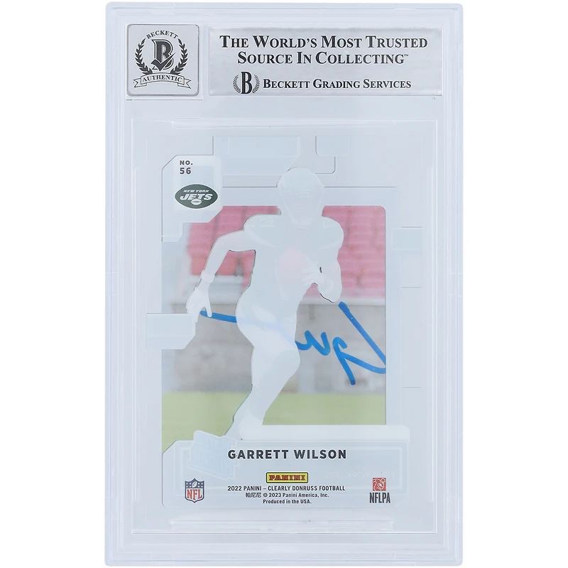 Carte de recrue 9/10 authentifiée Beckett Fanatics Witnessed 2022 Panini Clearly Donruss Rated Rookie #56 signée Garrett Wilson New York Jets
