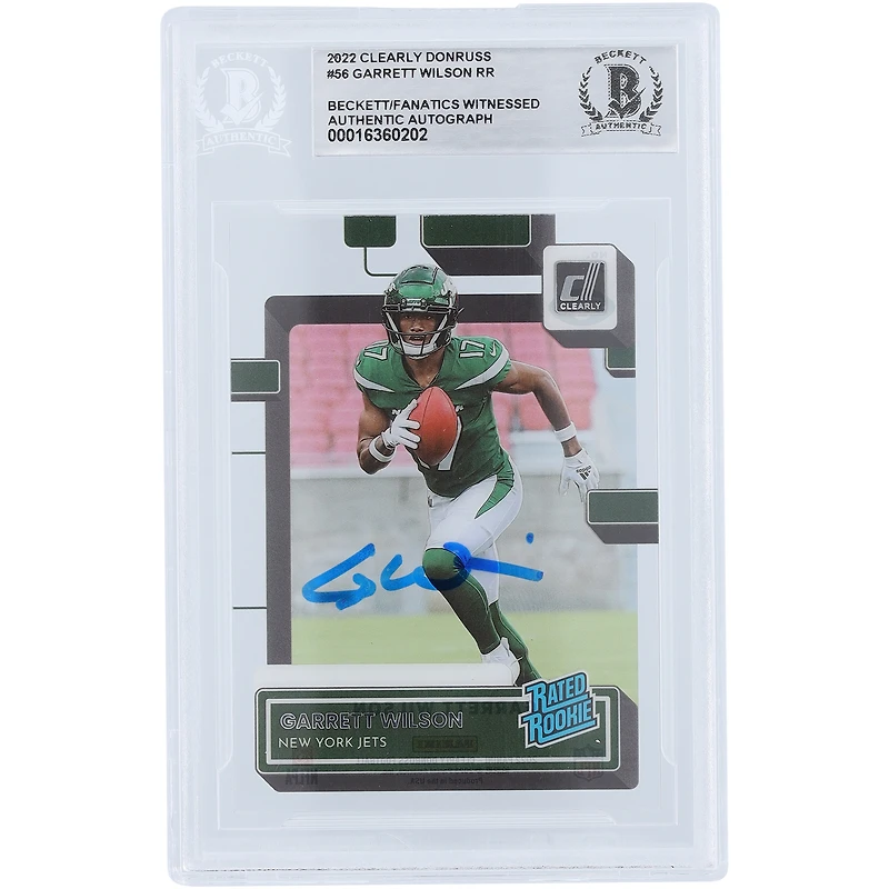 Garrett Wilson New York Jets Autographed 2022 Panini Clearly Donruss Rated Rookie #56 Beckett Fanatics Witnessed Authenticated / Rookie Card
