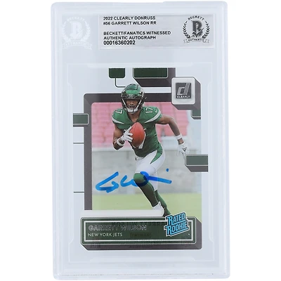 Carte de recrue authentifiée signée Garrett Wilson New York Jets 2022 Panini Clearly Donruss Rated Rookie #56 Beckett Fanatics