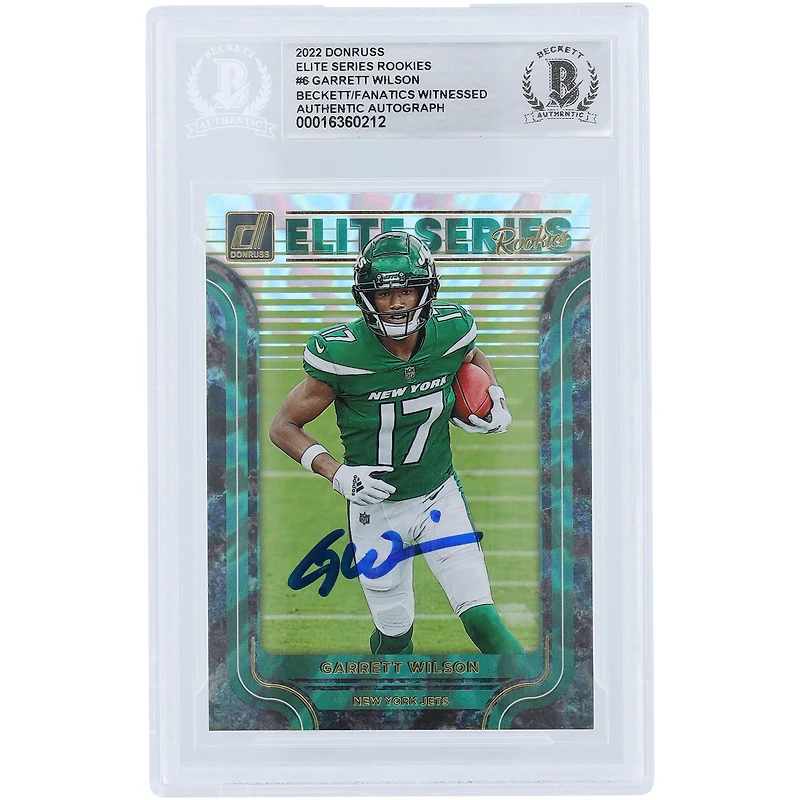 Carte de recrue authentifiée signée Garrett Wilson New York Jets 2022 Panini Donruss Elite Series Rookies #ESR-6 Beckett Fanatics