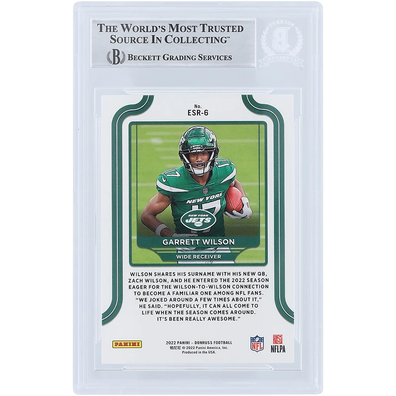 Carte de recrue authentifiée signée Garrett Wilson New York Jets 2022 Panini Donruss Elite Series Rookies #ESR-6 Beckett Fanatics