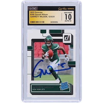 Carte de recrue Panini Donruss #306 autographiée 2022 de Garrett Wilson New York Jets CGC Fanatics Witnessed Authenticated 10/10